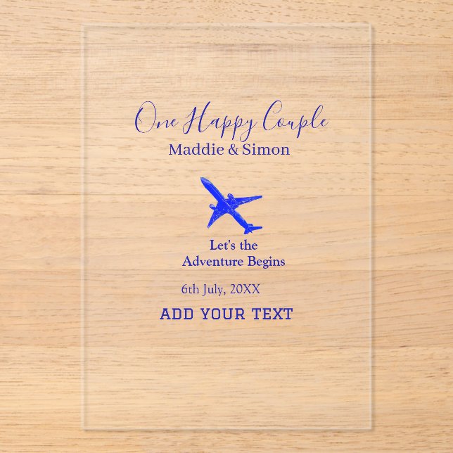 One happy Couple let's adventure begins wedding co Acrylic Invitations (Front)