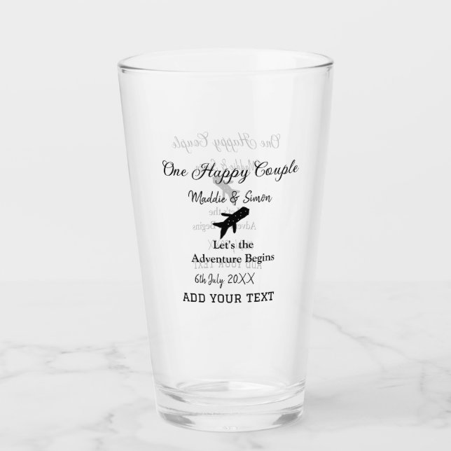 One happy Couple let's adventure begins wedding co Glass (Front)
