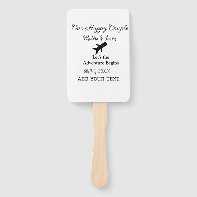One happy Couple let's adventure begins wedding co Hand Fan (Front)