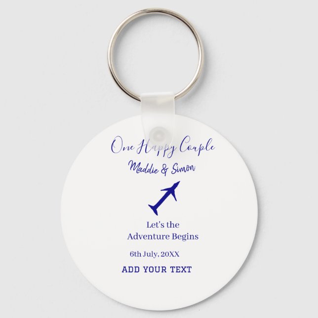 One happy Couple let's adventure begins wedding co Keychain (Front)