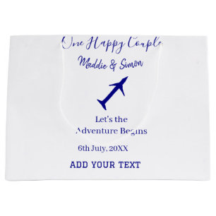 One happy Couple let's adventure begins wedding co Large Gift Bag