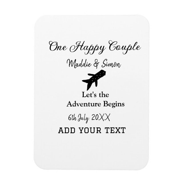 One happy Couple let's adventure begins wedding co Magnet (Vertical)