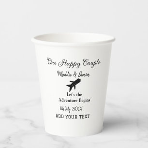 One happy Couple let's adventure begins wedding co Paper Cups