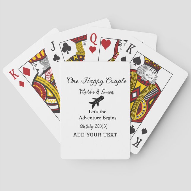 One happy Couple let's adventure begins wedding co Playing Cards (Back)