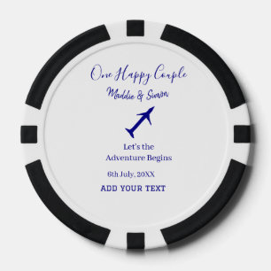 One happy Couple let's adventure begins wedding co Poker Chips
