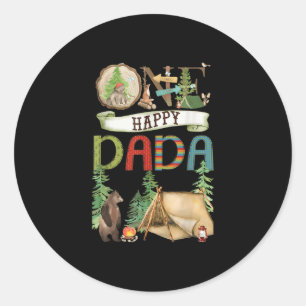 One Happy Dada Camper First Birthday Camng Bear  Classic Round Sticker