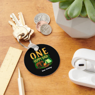 One Happy Dada First Birthday Bear Camping Funny Keychain