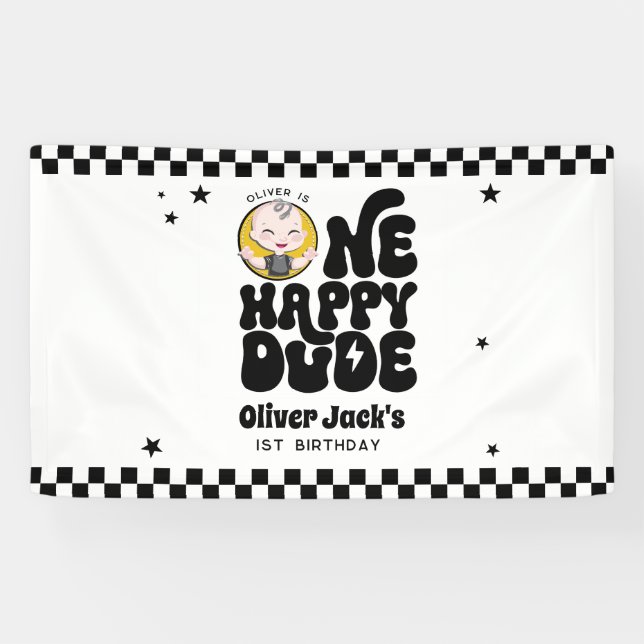 One Happy Dude 1st Birthday Banner (Horizontal)