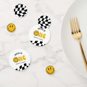 One Happy Dude 1st Birthday Checkered Confetti