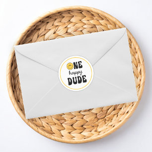 One Happy Dude 1st Birthday Classic Round Sticker