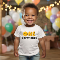 One Happy Dude 1st Birthday Orange Smiley