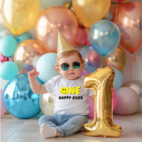 One Happy Dude 1st Birthday Yellow Smiley