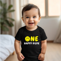 One Happy Dude 1st Birthday Yellow Smiley
