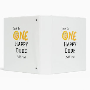 One happy dude 1st happy Birthday smiley yellow Binder