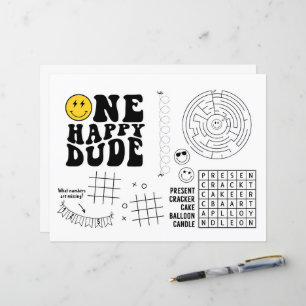 One Happy Dude 1stBirthday Party Placemat Activity