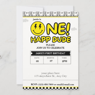 One Happy Dude Birthday cool dude Invitation