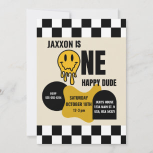 ONE Happy Dude Birthday Invitation