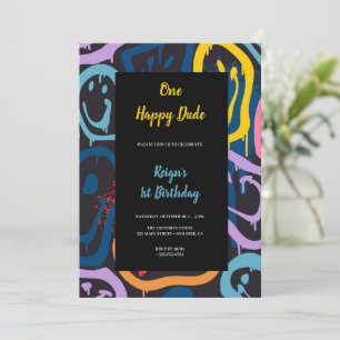 one happy dude  birthday party invitation