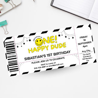 one happy dude birthday Ticket Style Cool Invitation