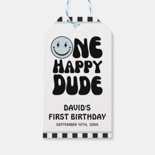 One Happy Dude Blue Cute Boy First Birthday  Gift Tags