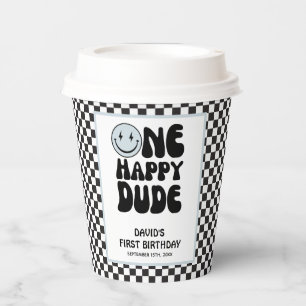 One Happy Dude Blue Cute Boy First Birthday  Paper Cups