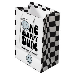 One Happy Dude Blue Emoji Birthday  Medium Gift Bag