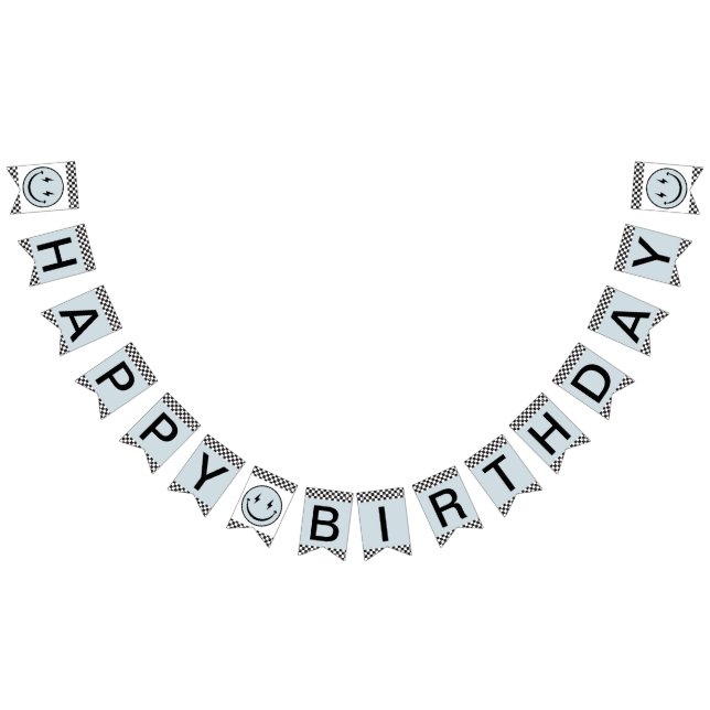 One Happy Dude Blue Happy Face Birthday  Bunting Flags (All)