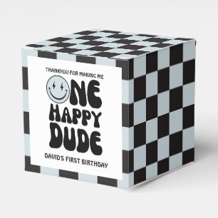 One Happy Dude Blue Happy Face Boy First Birthday Favor Box