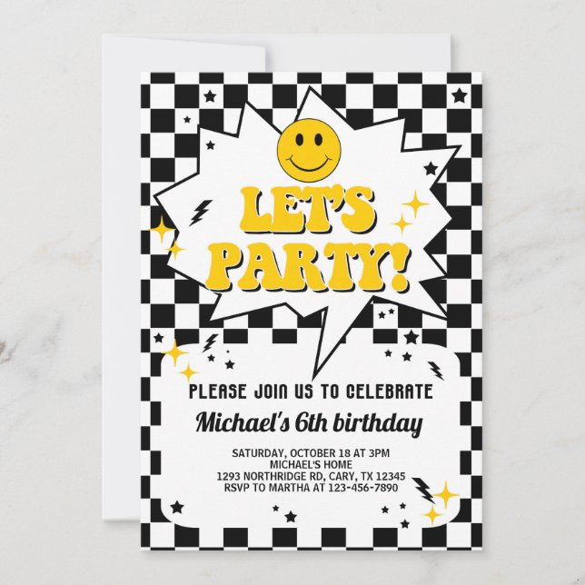 One Happy Dude boy Groovy birthday invitation. Invitation (Front)