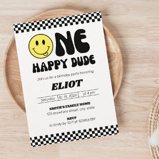 One Happy Dude Boy's 1st Birthday Invitation