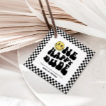 One Happy Dude | Boys Rad Kids 1st Birthday Favour Tags<br><div class="desc">Are you celebrating your happy little dude? Explore our collection of fun and totally rad birthday stationery and party supplies for the ultimate first birthday celebration! This design features a stellar smile,  groovy typography and black and white chequered patterns! Perfect for your party favours and goody bags.</div>