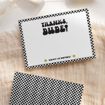 One Happy Dude | Boys Rad Kids 1st Birthday Thank You Card<br><div class="desc">Are you celebrating your happy little dude? Explore our collection of fun and totally rad birthday stationery and party supplies for the ultimate first birthday celebration! This design features a stellar smile,  groovy typography and black and white chequered patterns! Perfect for your birthday party thank you's!</div>