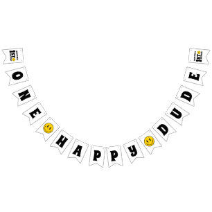 One Happy Dude Boy's Retro 1st Birthday  Bunting Flags