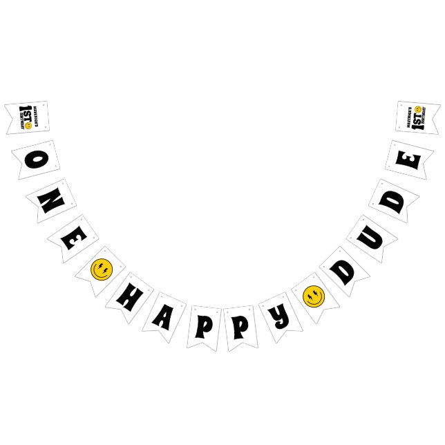 One Happy Dude Boy's Retro 1st Birthday  Bunting Flags (All)