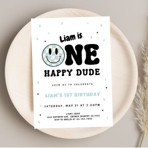 One Happy Dude Checkered Invitation