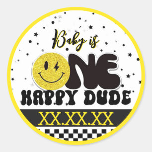 One Happy Dude Classic Round Sticker