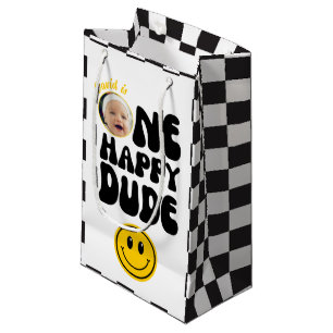 One Happy Dude Custom Photo First Birthday Small Gift Bag