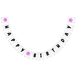 One Happy Dude/Gal 1st Birthday Purple Smiley Bunting Flags