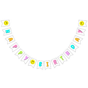 One Happy Dude/Gal 1st Birthday Rainbow Smiley Bunting Flags
