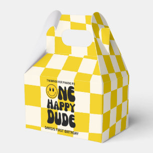 One Happy Dude Happy Face Boy First Birthday  Favor Box
