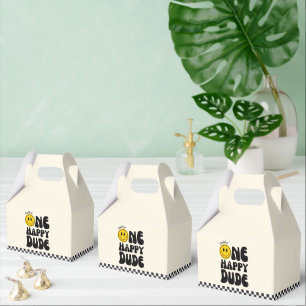 One Happy Dude Happy Face Boy First Birthday  Favor Box