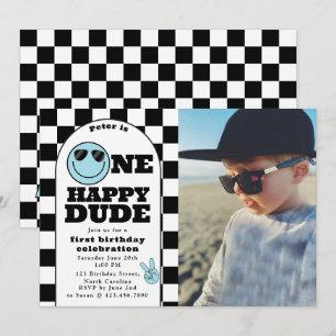 One Happy Dude Invite 1st First Birthday Boy Photo