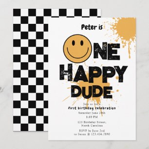 One Happy Dude Invite 1st First Birthday Cute Boy