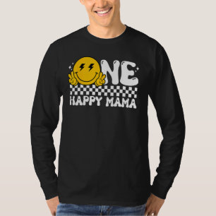 One Happy Dude Mama Mom Groovy 1st Birthday Family T-Shirt
