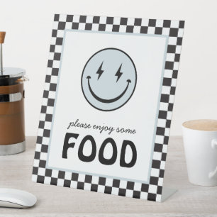 One Happy Dude Smile Face Food Station Pedestal Sign