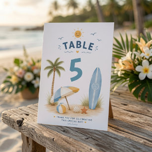 One Happy Dude Surf Beach Birthday Party Table Number