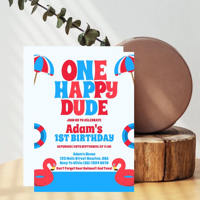 One Happy Dude Tropical Summer 1st Birthday  Invitation (Creator Uploaded)