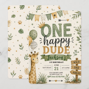 One Happy Dude Wild One Boho 1st Birthday Invitation