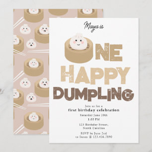 One Happy Dumpling Invite 1st  First Birthday Cute