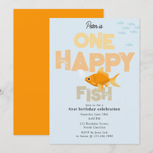 One Happy Fish Invite 1st Boy Girl Birthday